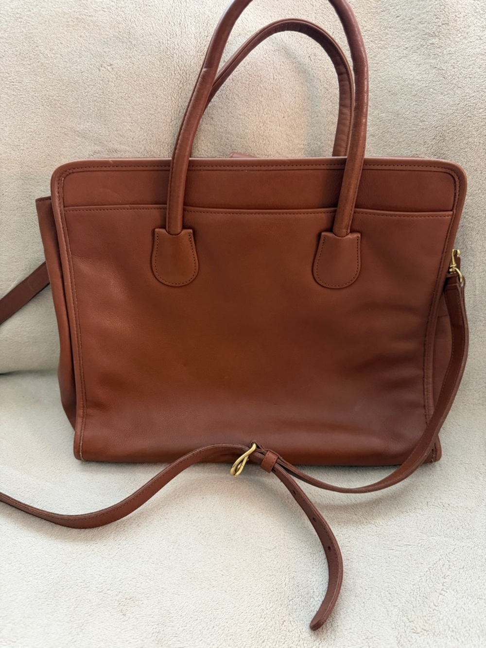Coach Classic Brown Leather Tote Bag with Shoulder Strap